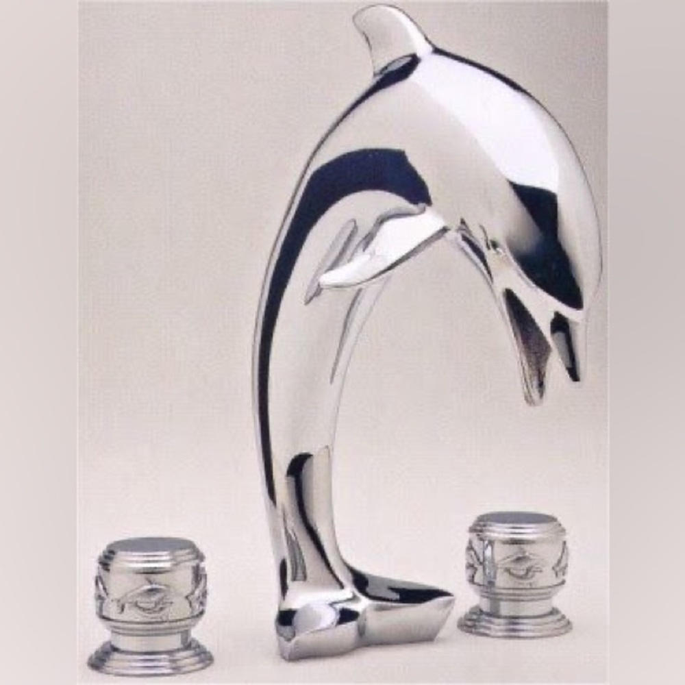 Chrome Dolphin Faucet for 3-Hole Wide Spread Deck Mount Sink READ - Picture 1 of 14